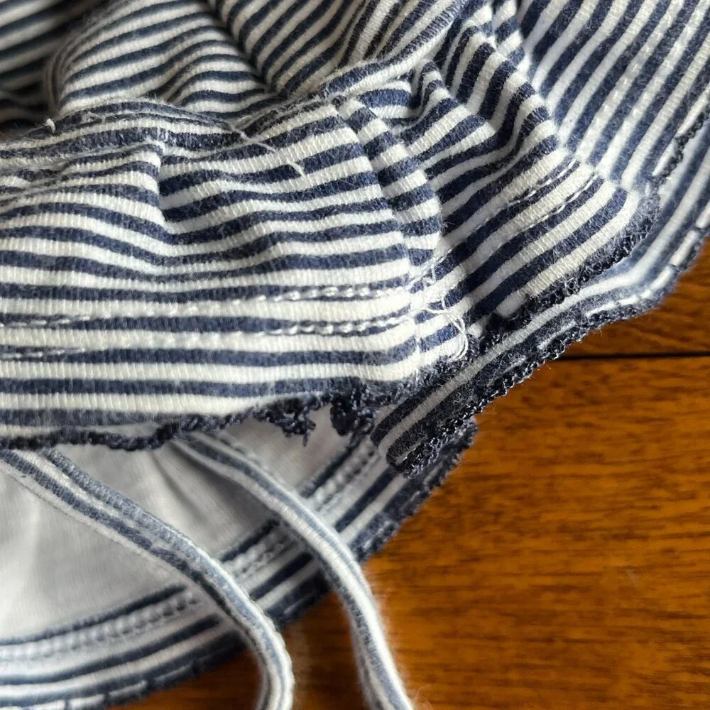 Macy's blue and white stripe baby sun hat 6-9m